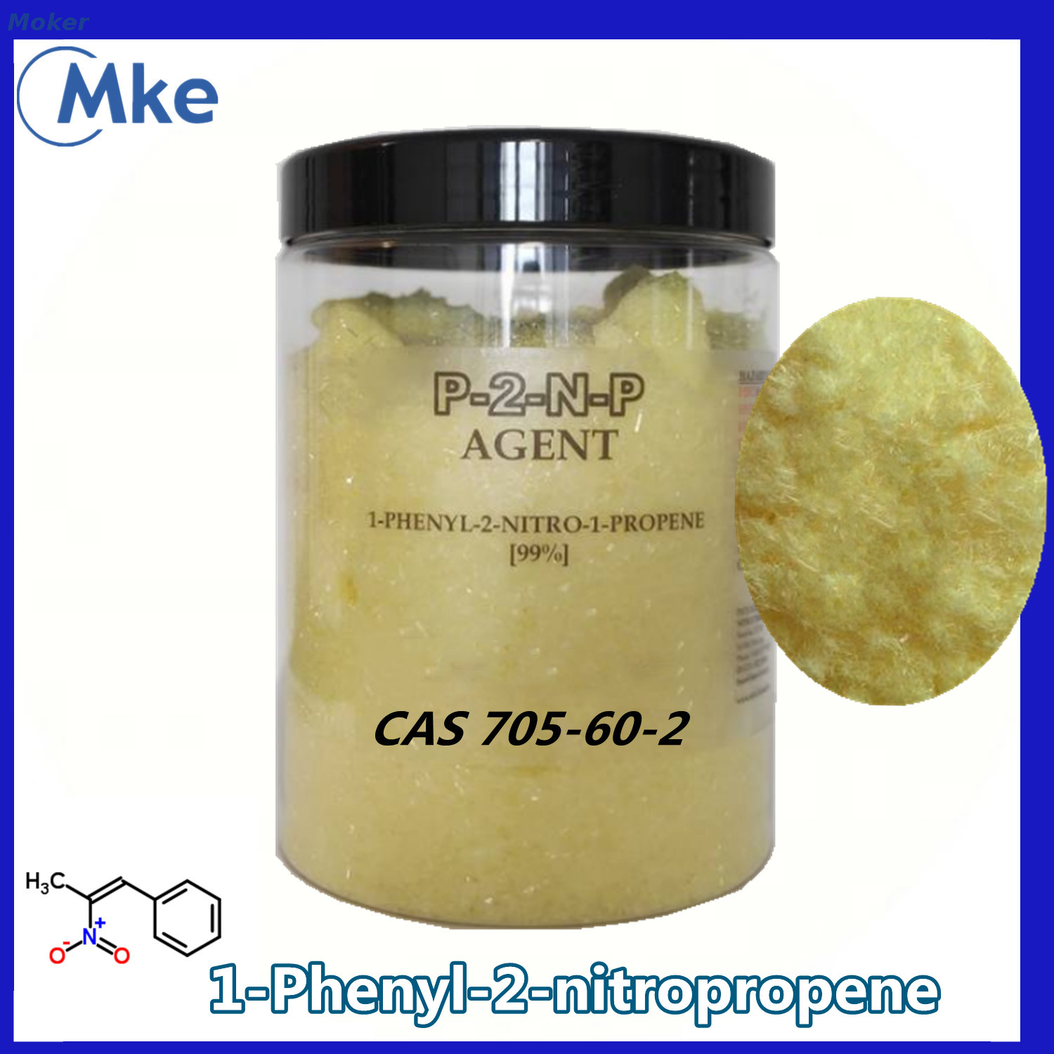 Pharmazeutische Zwischenprodukte Cas 705-60-2 P2np 1-Phenyl-2-nitropropene C9H9NO2 Gelbe Kristalle